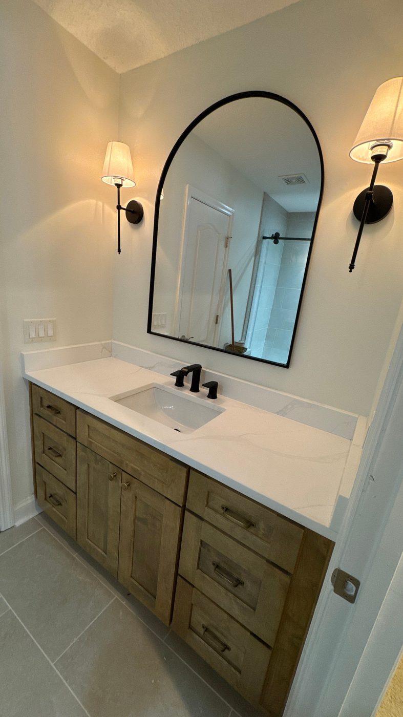 Wood & quartz vanity